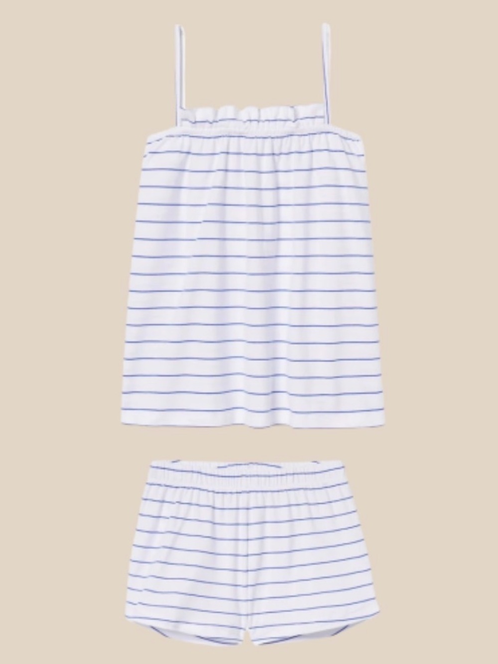Striped White & Light Purple Pajama Tank and Short Set
